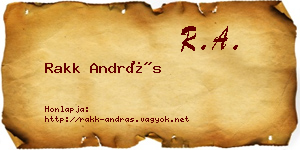 Rakk András névjegykártya